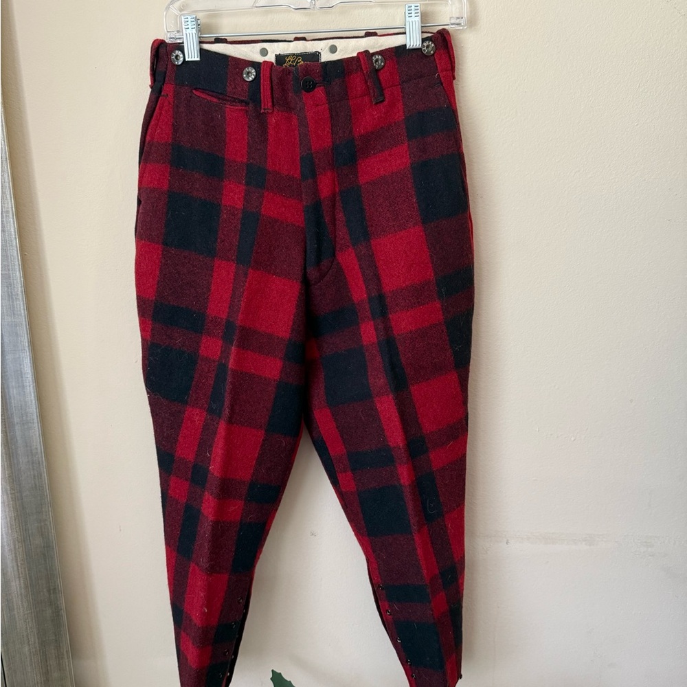 Vintage 1930s LL Bean Wool Trousers Red and Black Plaid - Picture 2 of 10